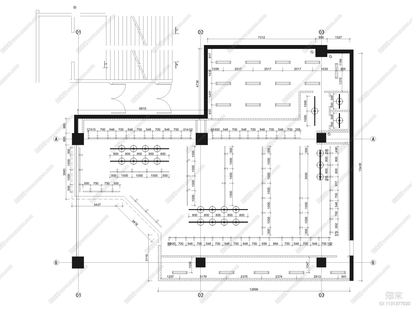 北京大兴417㎡耐克品牌服装店装修施工图cad施工图下载【ID:1131377020】