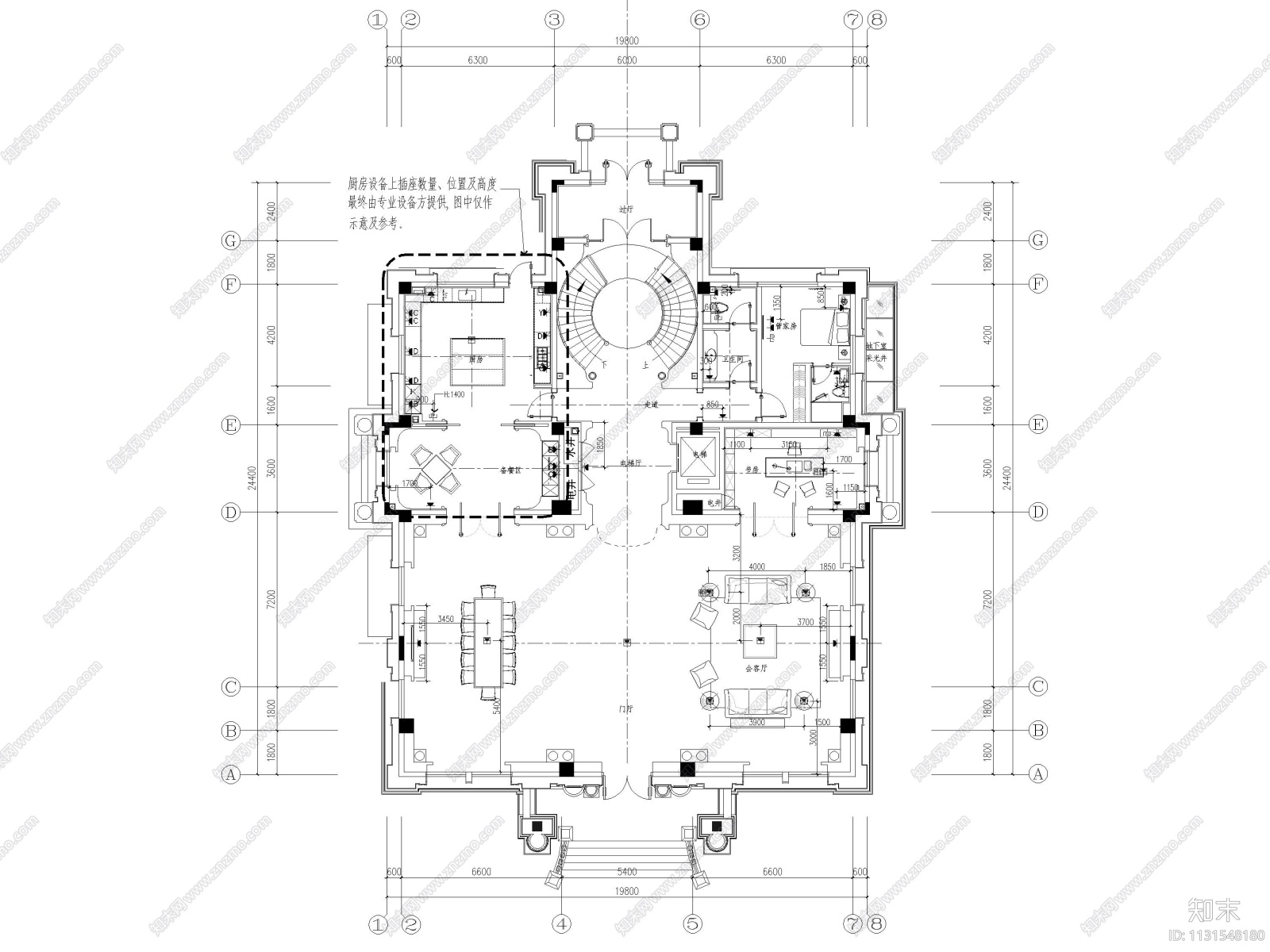 山东1000㎡三层五居室独栋别墅装修施工图cad施工图下载【ID:1131548180】