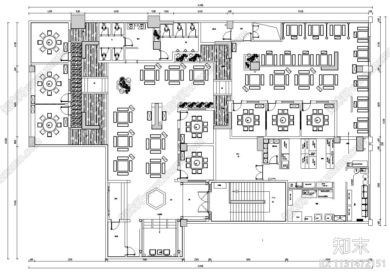 四川小龙坎中式火锅店餐厅装修设计施工图cad施工图下载【ID:1131472151】