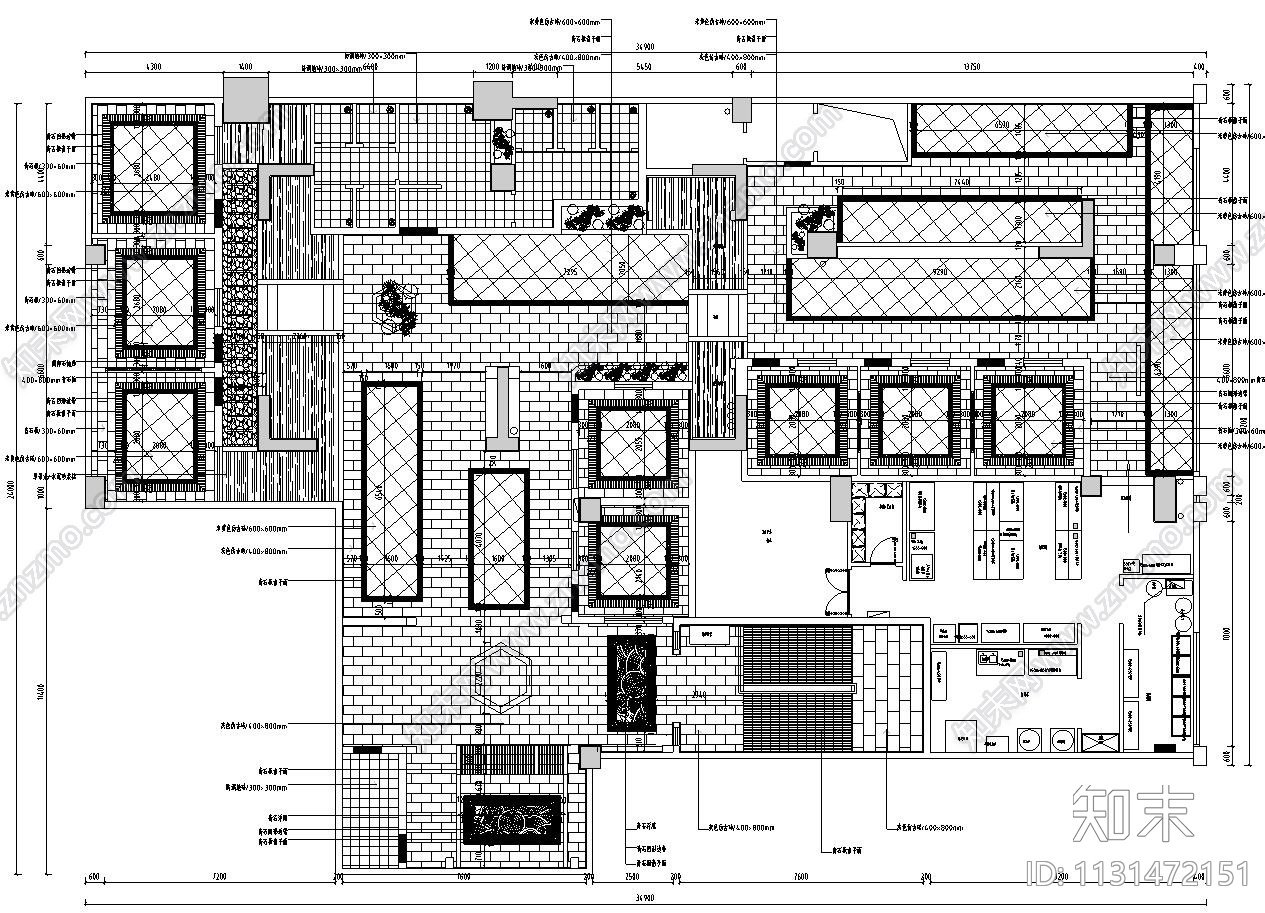 四川小龙坎中式火锅店餐厅装修设计施工图cad施工图下载【ID:1131472151】