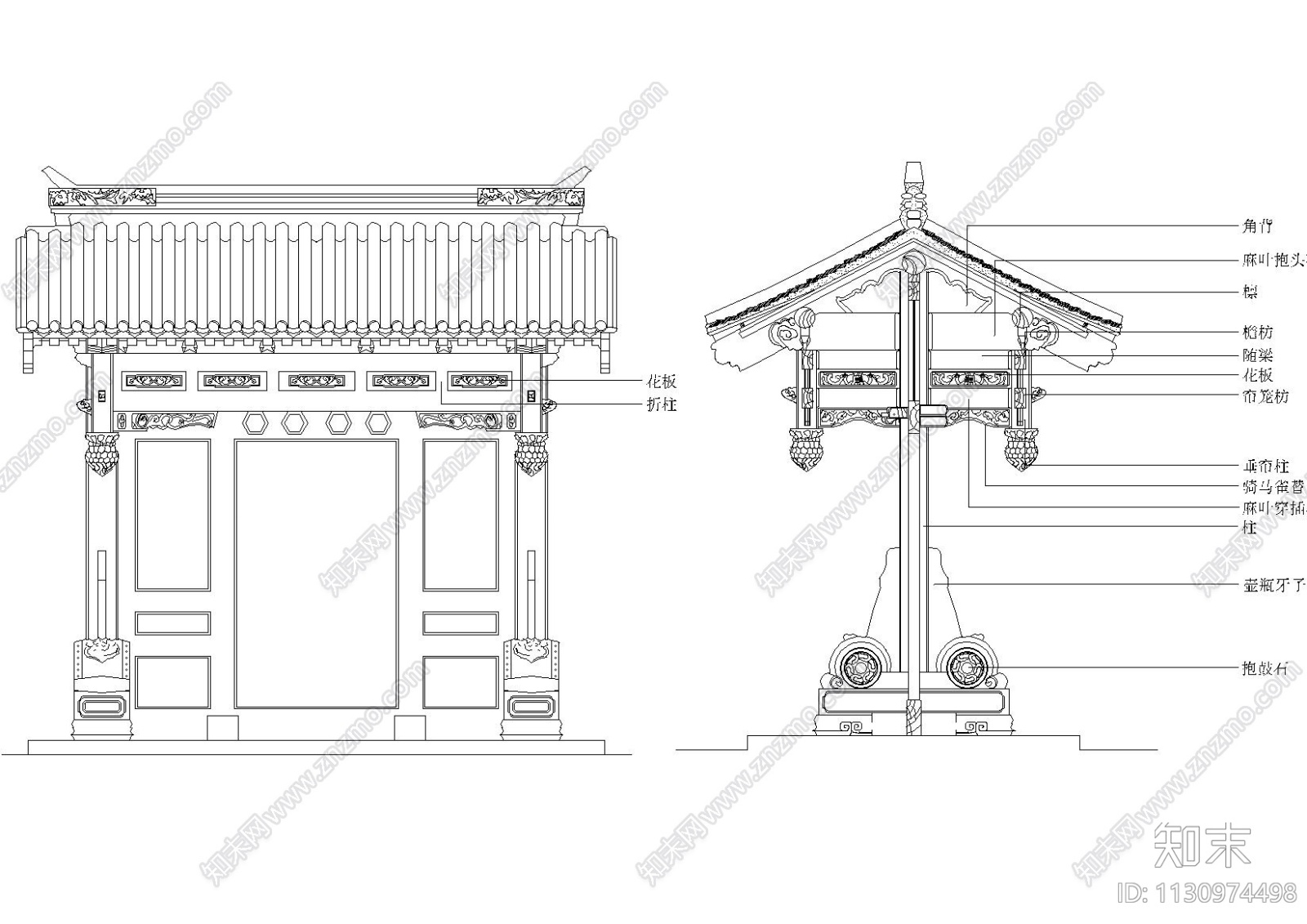 中式室内装饰CAD图库（门，窗，隔断等）cad施工图下载【ID:1130974498】