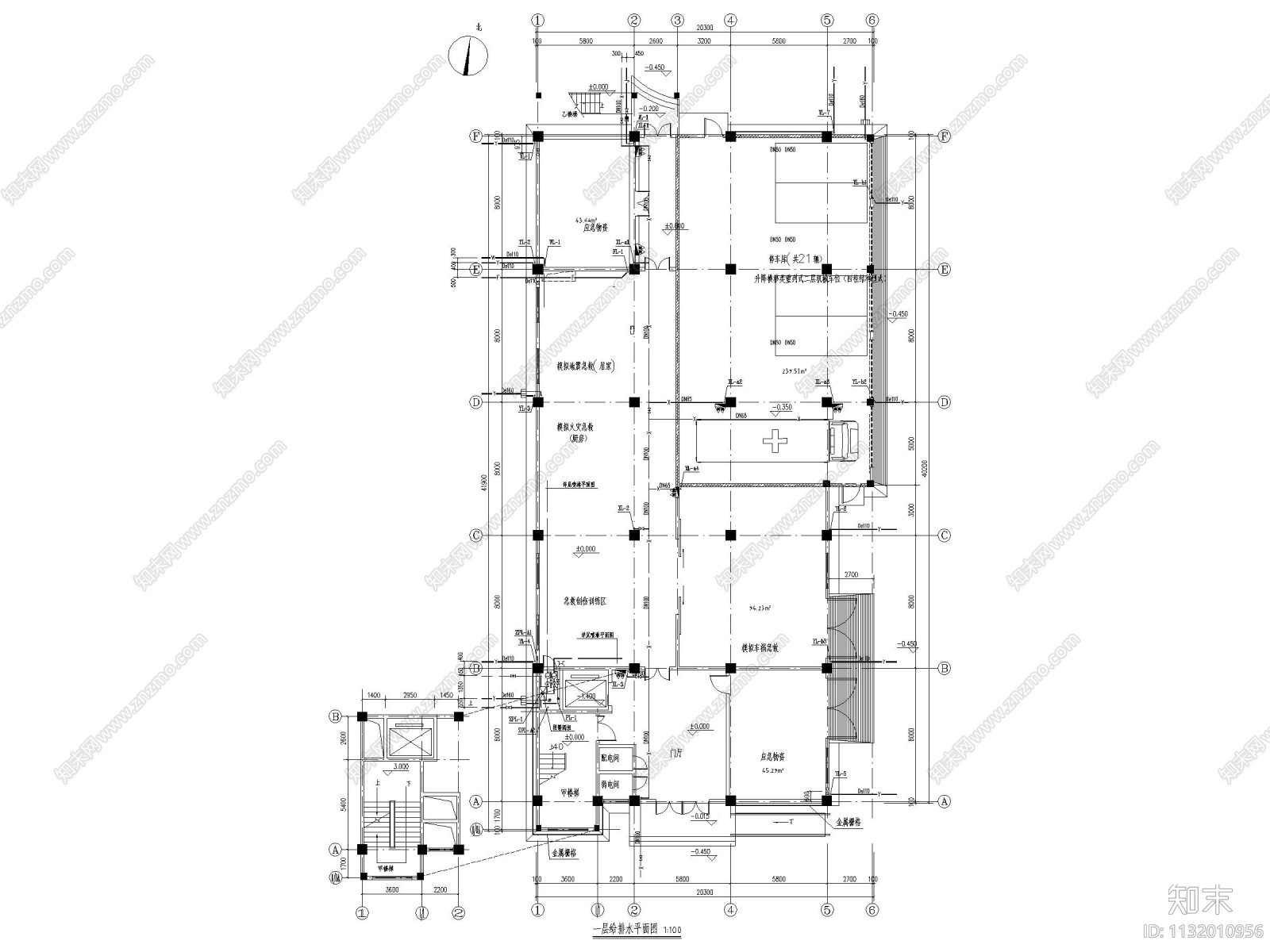 上海医院培训基地给排水施工图含计算书cad施工图下载【ID:1132010956】