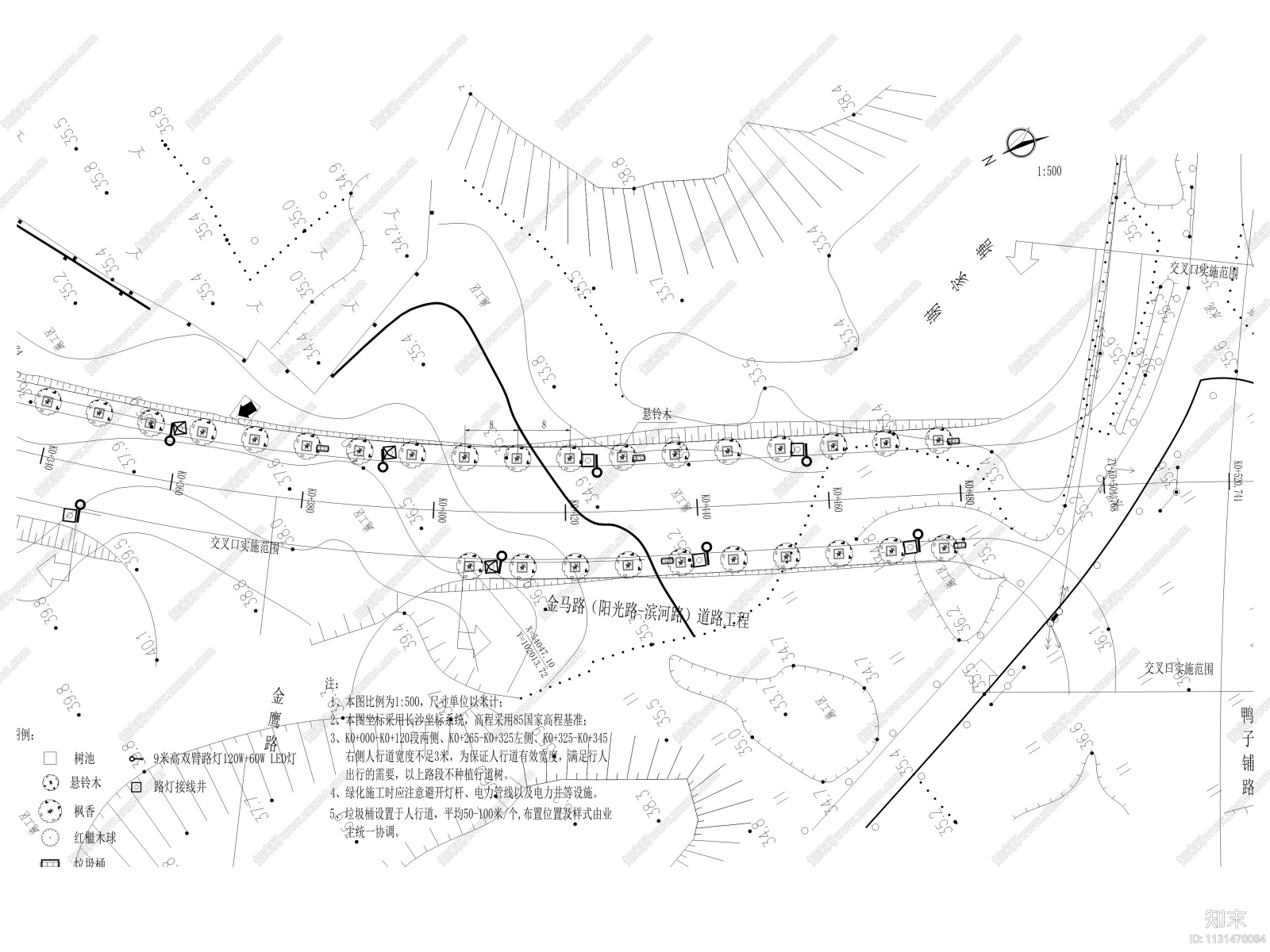 湖南城市某道路工程景观竣工图cad施工图下载【ID:1131470084】