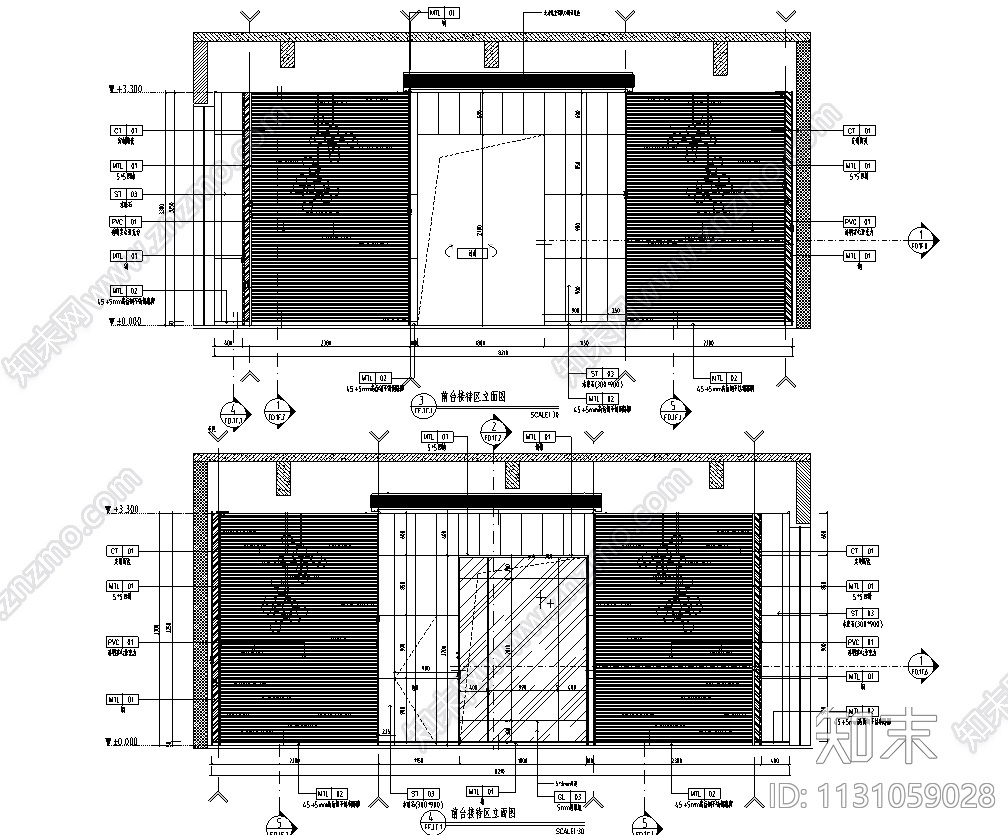 浙江杭州现代中式售楼处CAD施工图+效果图cad施工图下载【ID:1131059028】