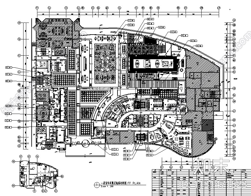 安徽某大型饭店整套室内装修设计施工图（51张）施工图下载【ID:1131471523】