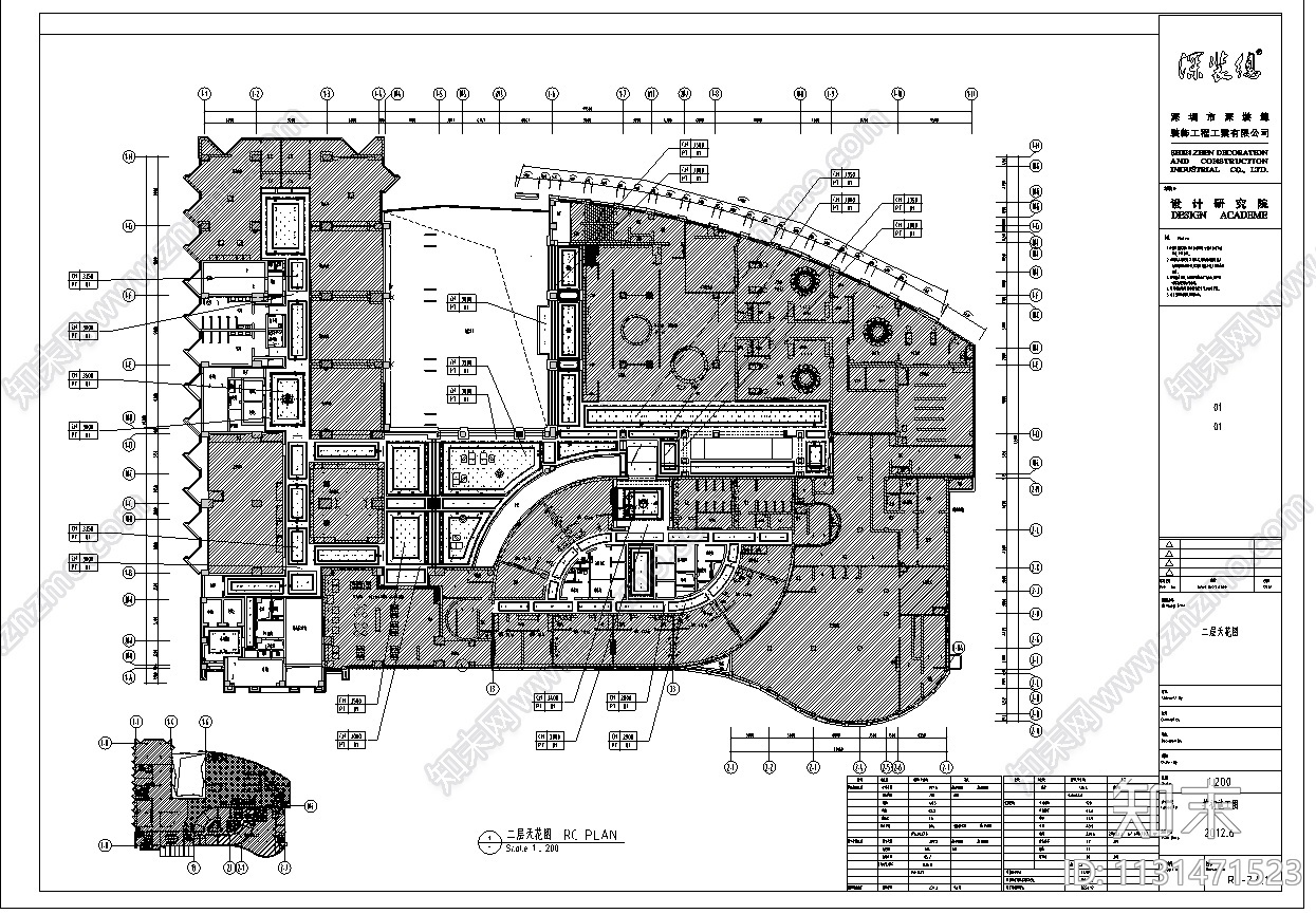 安徽某大型饭店整套室内装修设计施工图（51张）施工图下载【ID:1131471523】