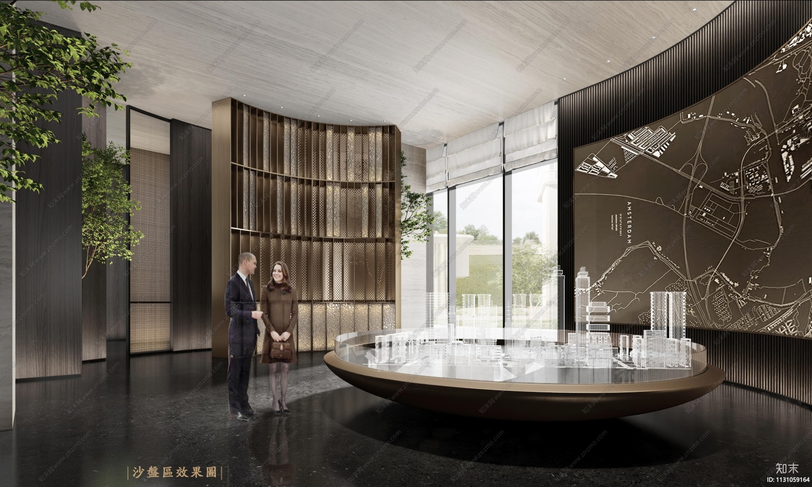 广东深圳1090㎡新中式售楼处施工图+效果图cad施工图下载【ID:1131059164】