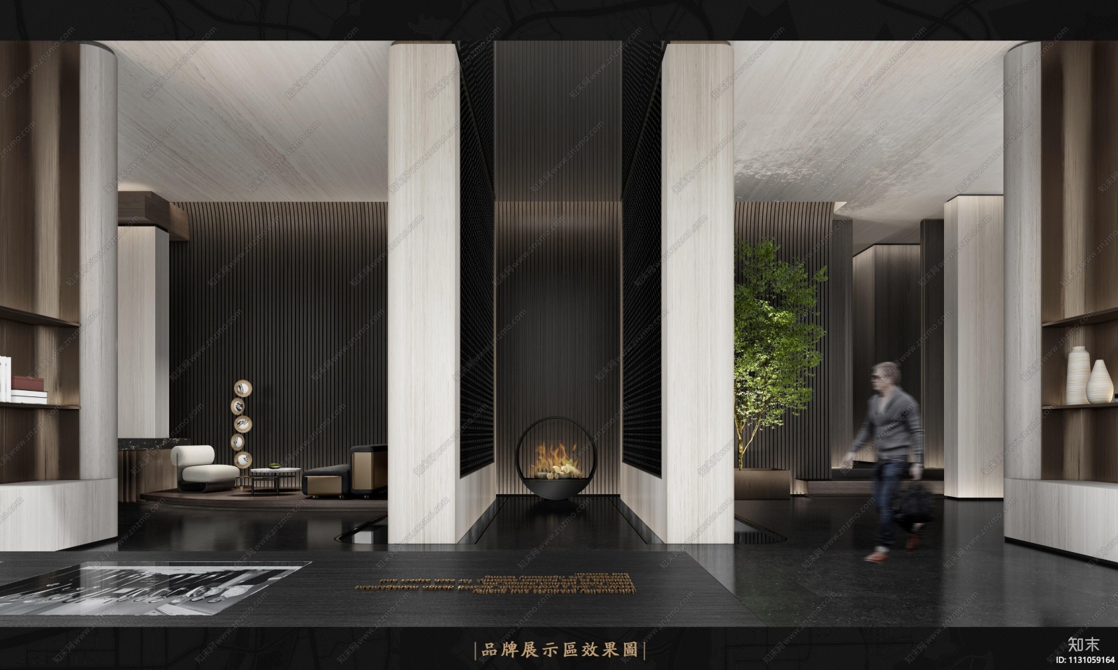 广东深圳1090㎡新中式售楼处施工图+效果图cad施工图下载【ID:1131059164】