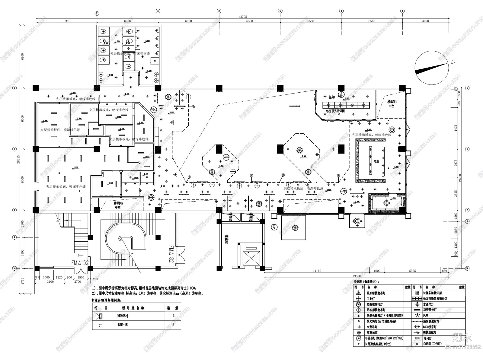 浙江温州胡桃里音乐餐厅室内装饰施工图cad施工图下载【ID:1131729392】