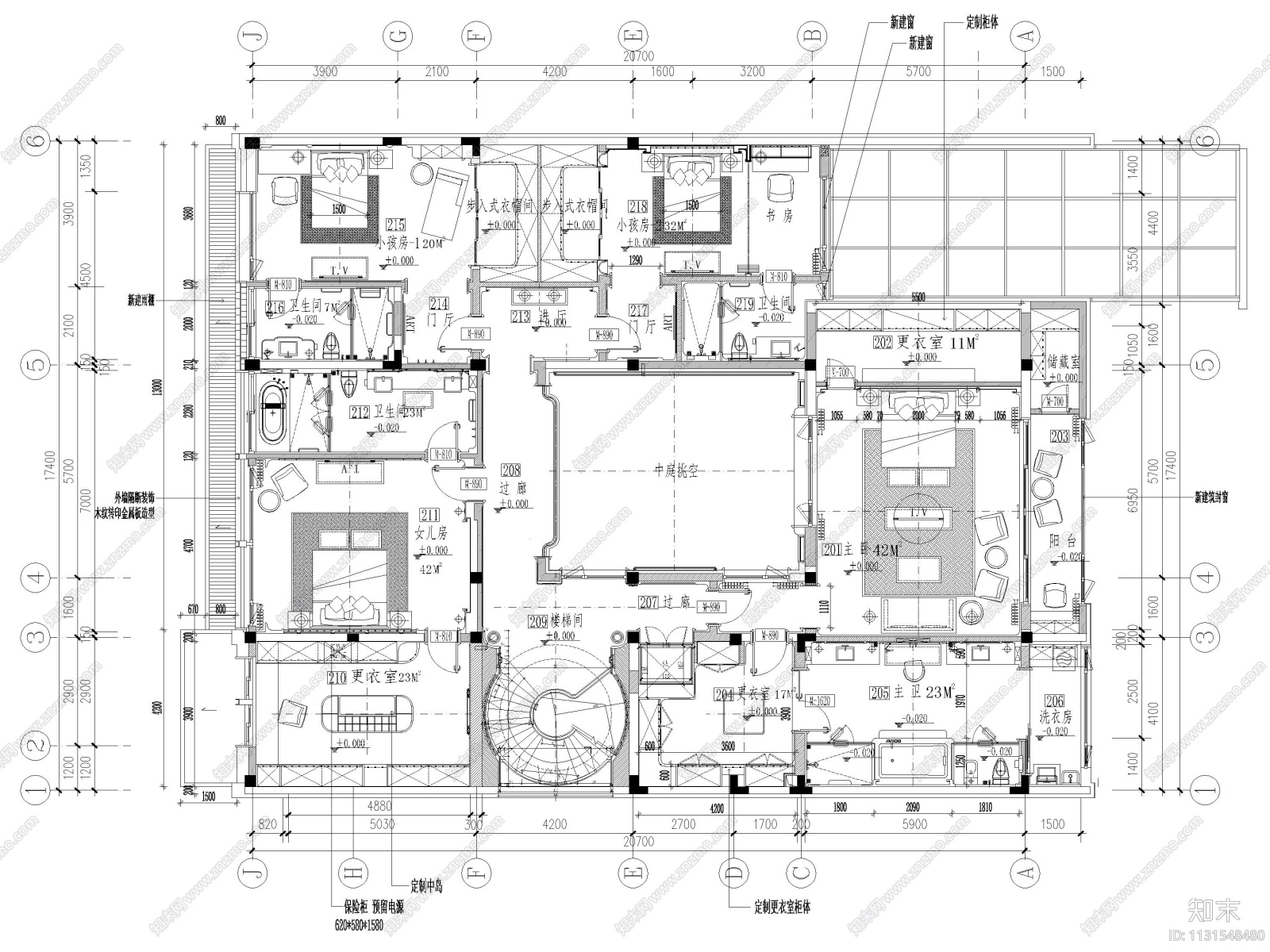 江苏1200㎡二层五居室别墅设计全套施工图施工图下载【ID:1131548480】