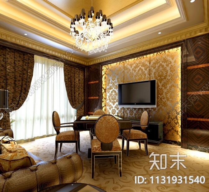 新疆欧式奢华高端休闲会所设计施工图（含效果图）cad施工图下载【ID:1131931540】