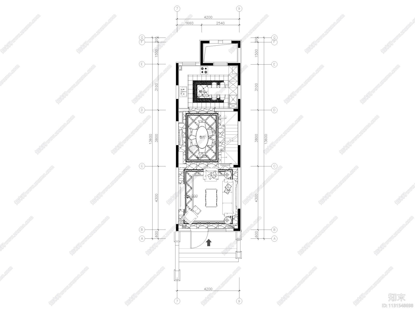 河北175㎡法式二居联排别墅样板间施工图cad施工图下载【ID:1131548698】