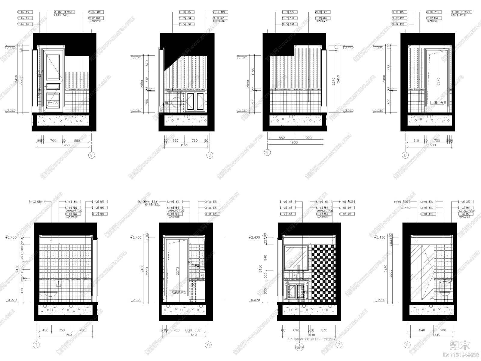 河北175㎡法式二居联排别墅样板间施工图cad施工图下载【ID:1131548698】