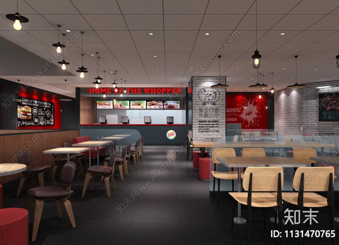广东汉堡王凯德广场店餐饮空间装修cad施工图下载【ID:1131470765】