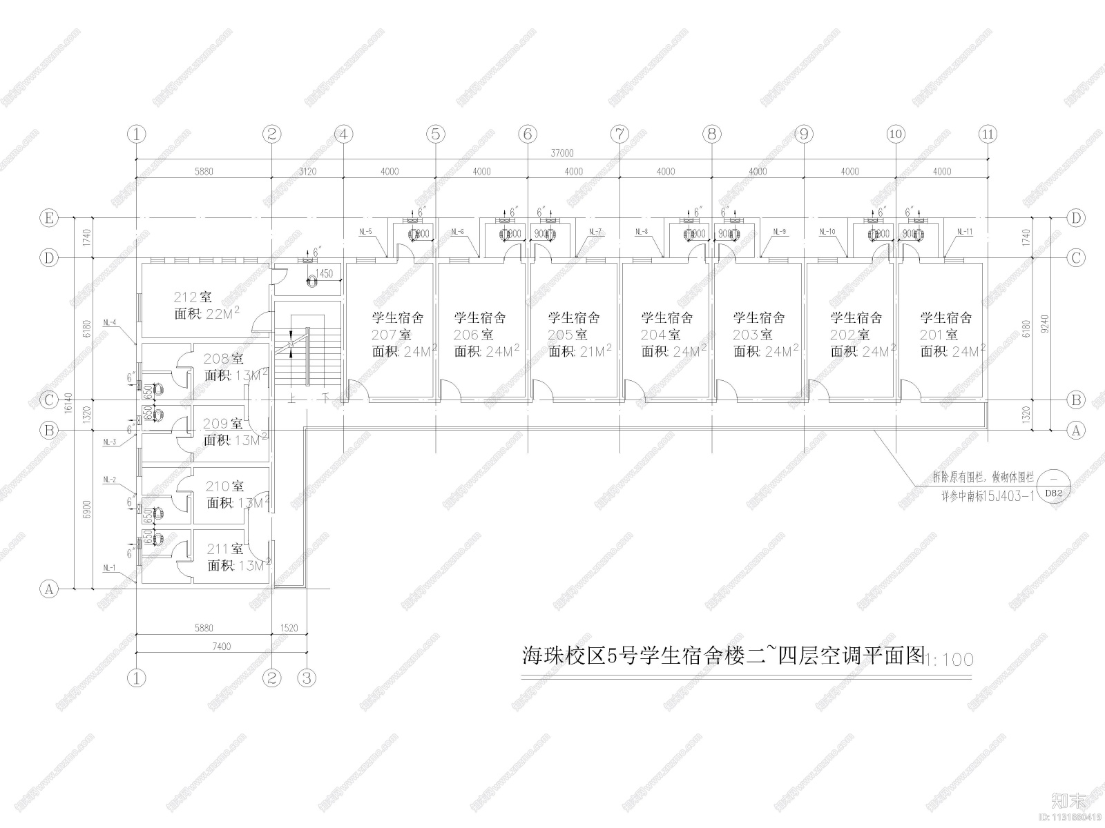 学院宿舍楼改造暖通施工图2020施工图下载【ID:1131880419】