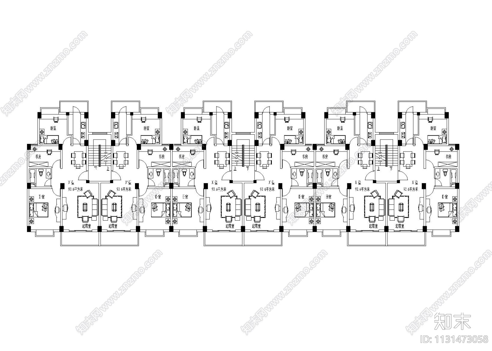 某住宅小区设计户型图（CAD）施工图下载【ID:1131473058】