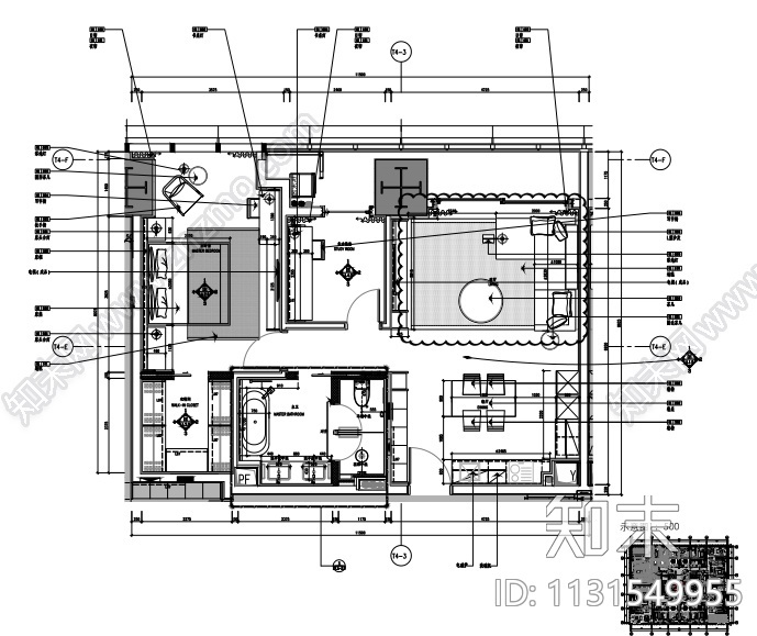 知名地产公寓A户型样板间室内装修施工图+效果图+物料表施工图下载【ID:1131549955】