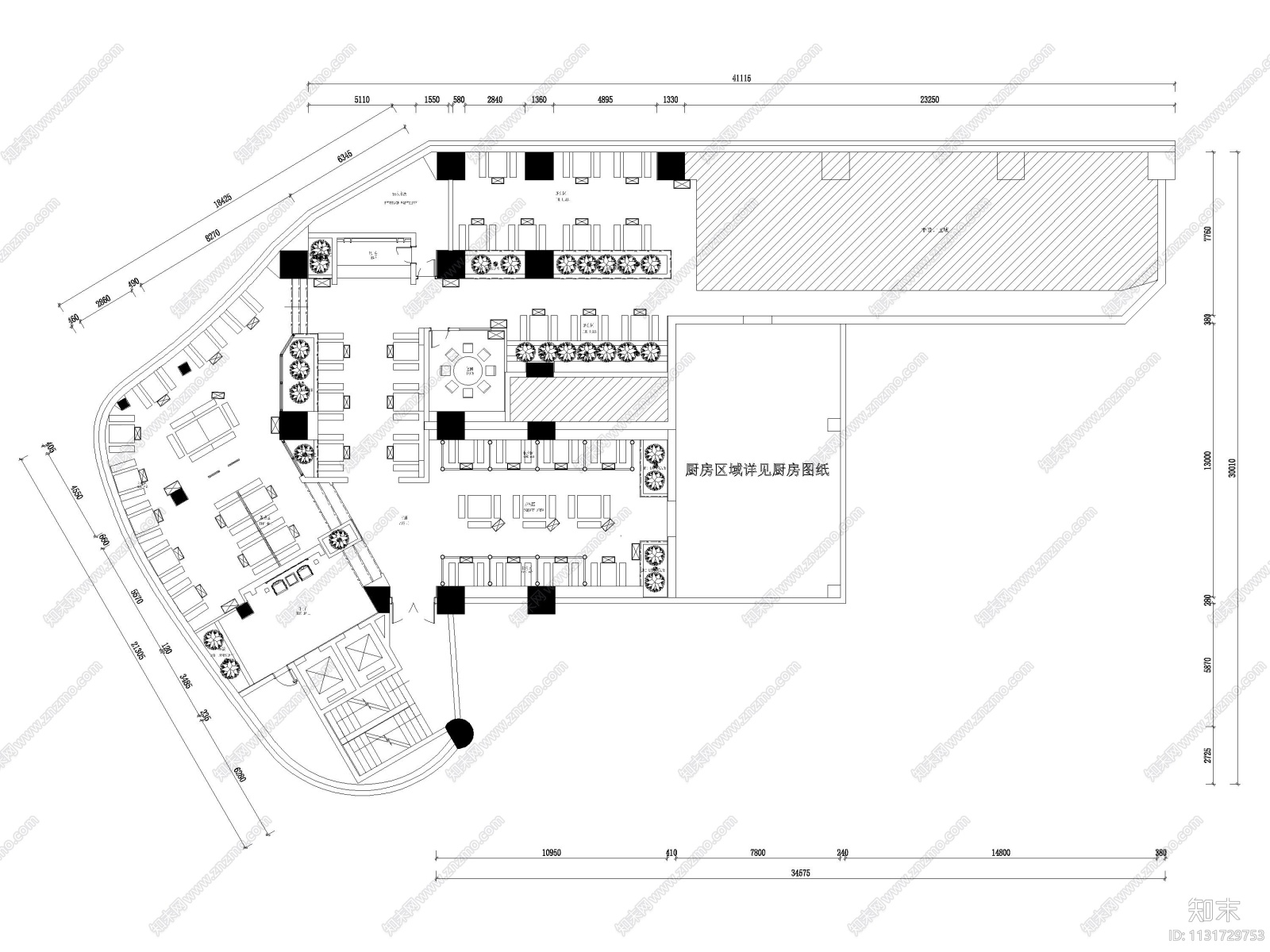 深圳850㎡中式小龙坎火锅店装饰施工图施工图下载【ID:1131729753】