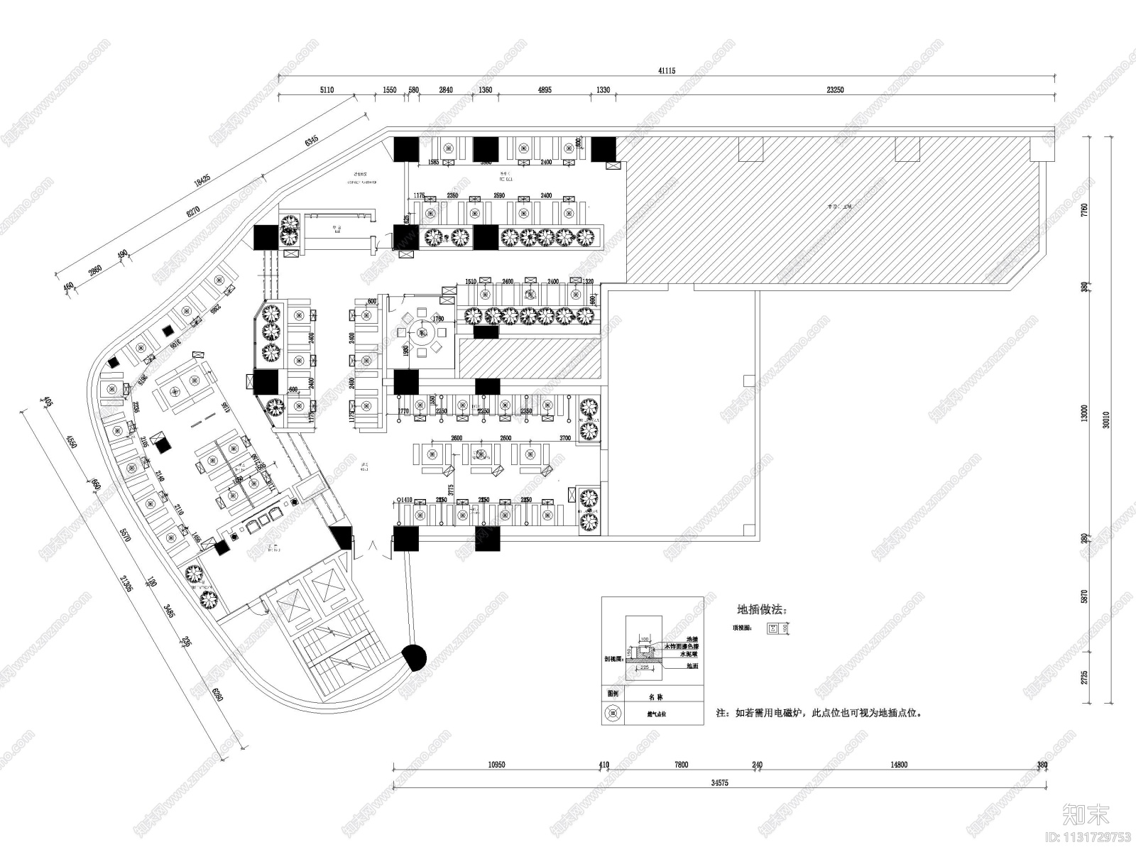 深圳850㎡中式小龙坎火锅店装饰施工图施工图下载【ID:1131729753】