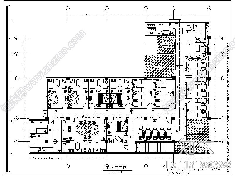 北京足疗养生会所设计施工图（含效果图）施工图下载【ID:1131930898】