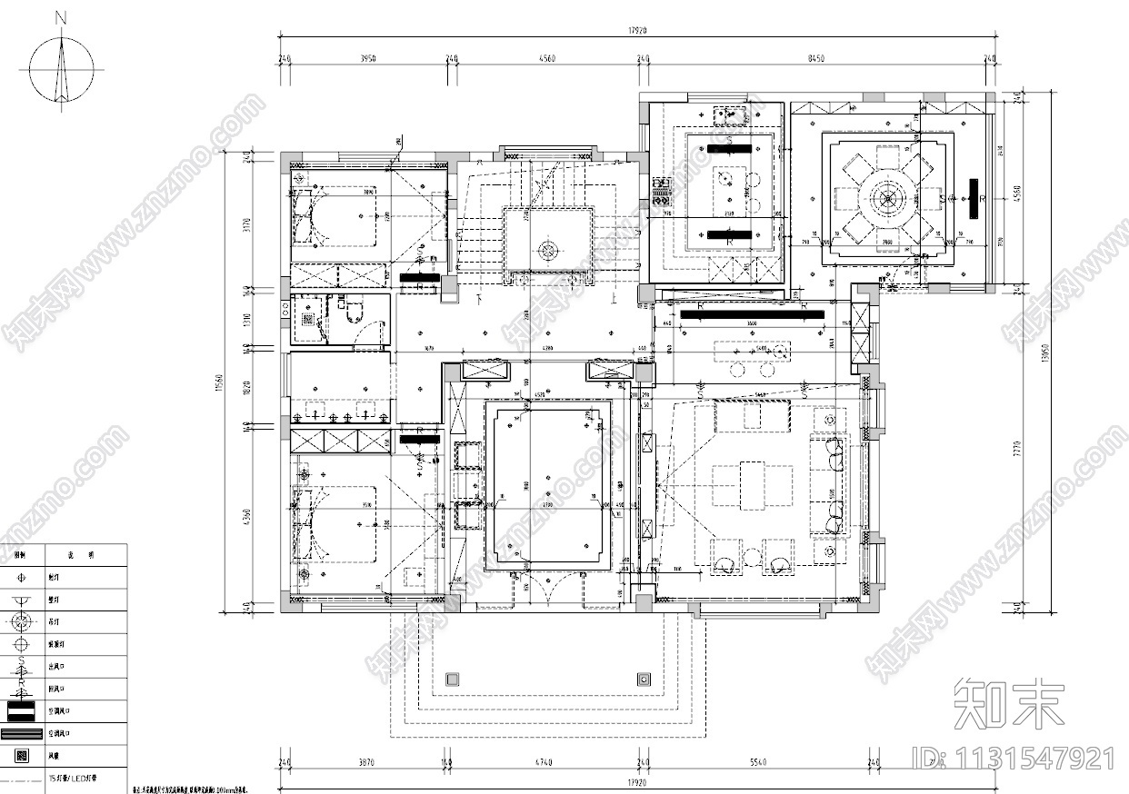 浙江萧山五层别墅住宅CAD施工图+效果图施工图下载【ID:1131547921】