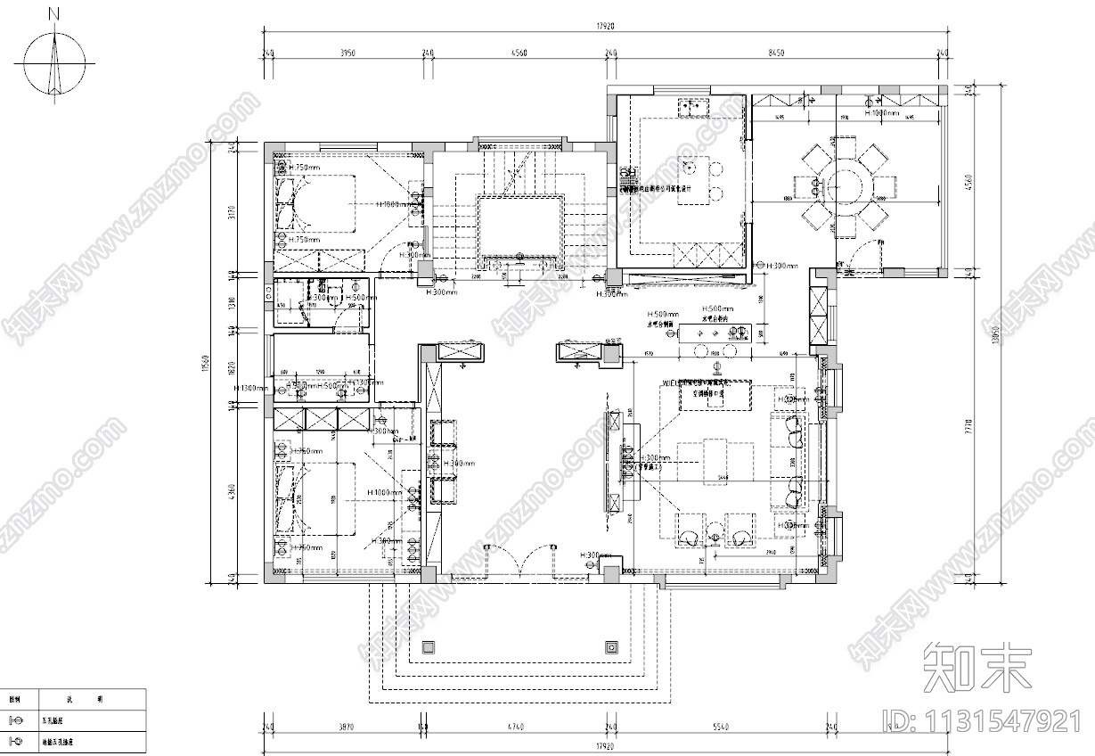 浙江萧山五层别墅住宅CAD施工图+效果图施工图下载【ID:1131547921】