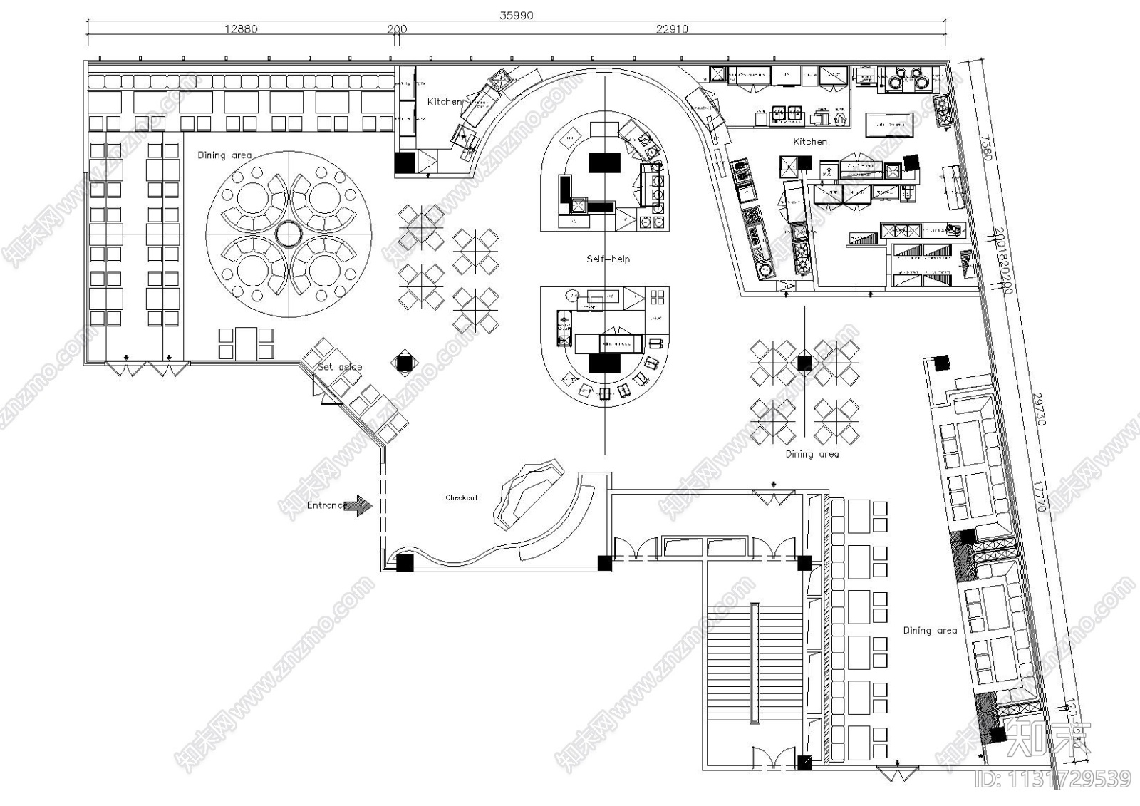 芜湖宋家弘鼎海鲜自助装饰施工图+效果图施工图下载【ID:1131729539】