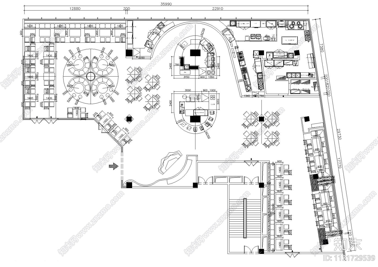 芜湖宋家弘鼎海鲜自助装饰施工图+效果图cad施工图下载【ID:1131729539】