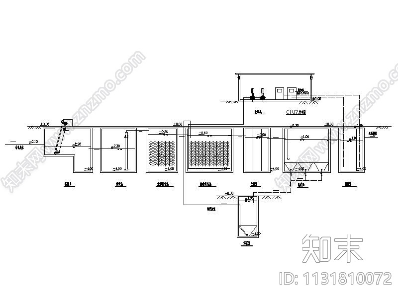 某市人民医院污水处理工程施工图（CAD,14张）cad施工图下载【ID:1131810072】