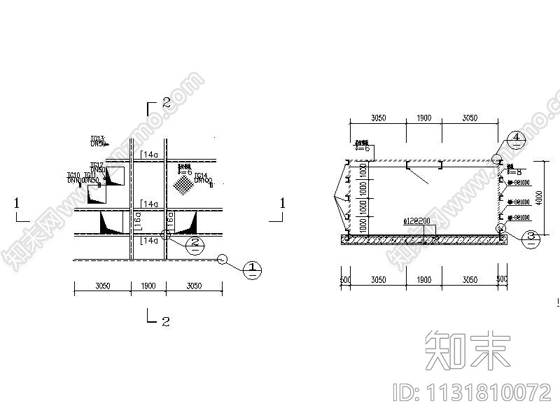 某市人民医院污水处理工程施工图（CAD,14张）cad施工图下载【ID:1131810072】