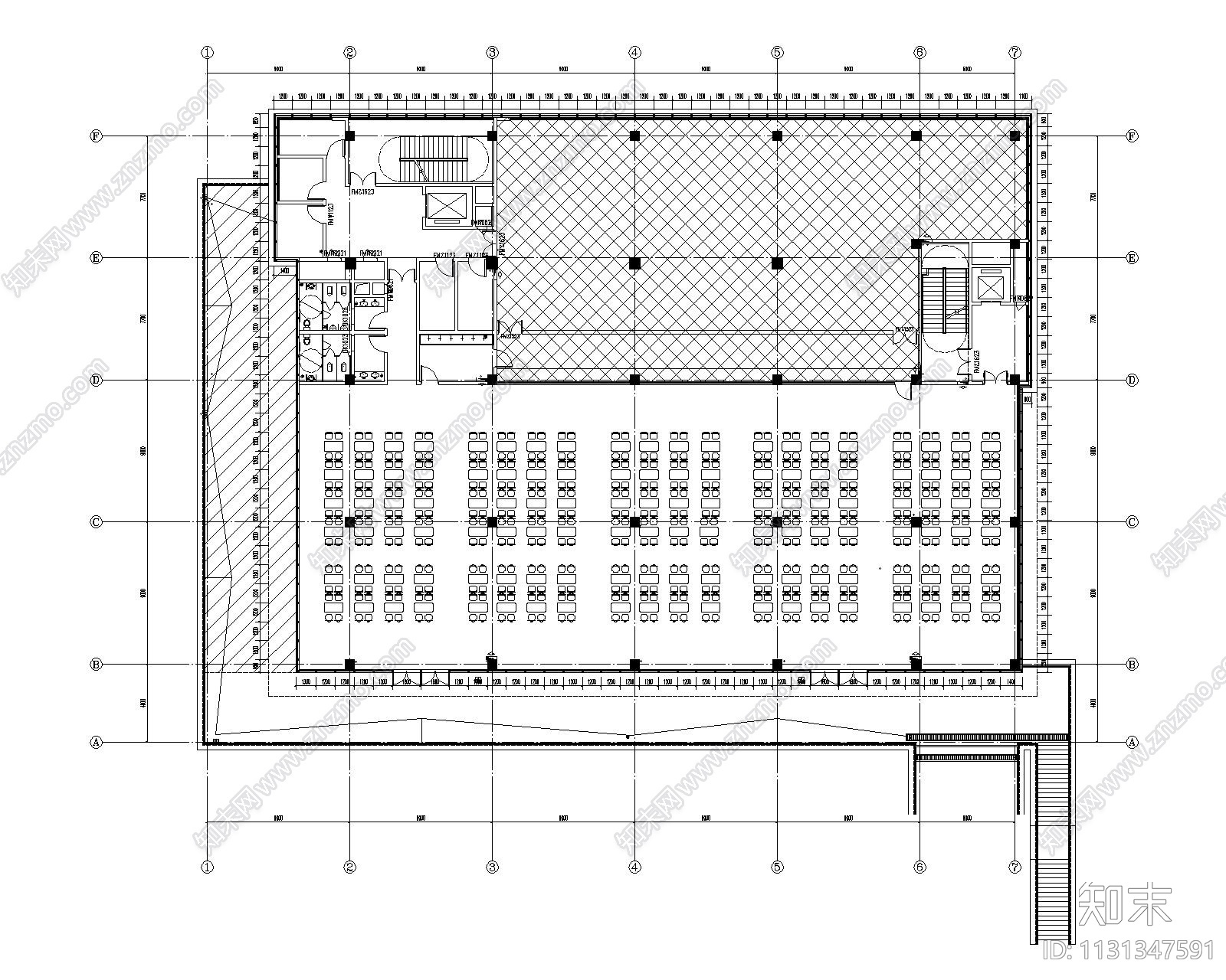 框架结构学生食堂铝板幕墙施工图2022+60P施工图下载【ID:1131347591】