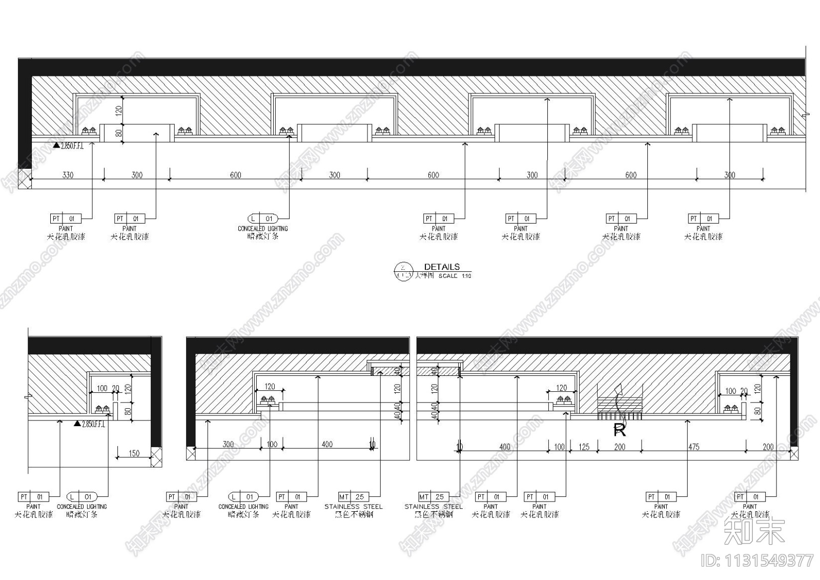 广东现代三层五居室别墅样板间设计施工图cad施工图下载【ID:1131549377】