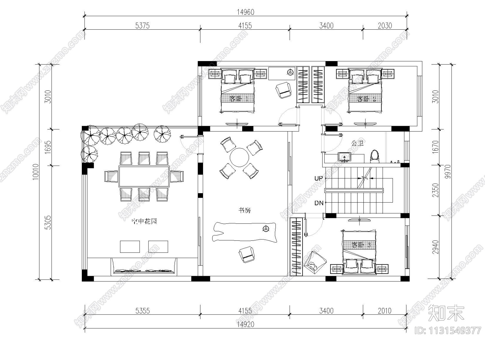 广东现代三层五居室别墅样板间设计施工图cad施工图下载【ID:1131549377】