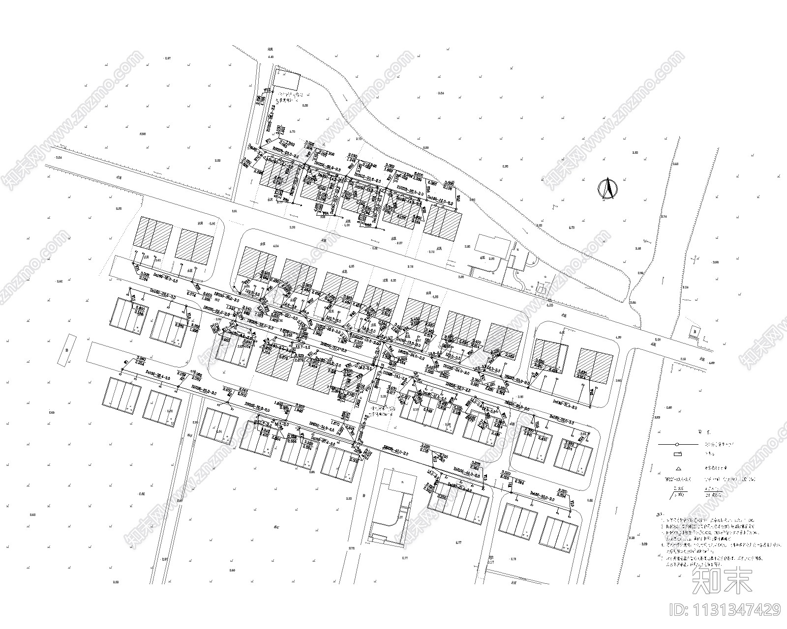 某村排水管线施工图cad施工图下载【ID:1131347429】