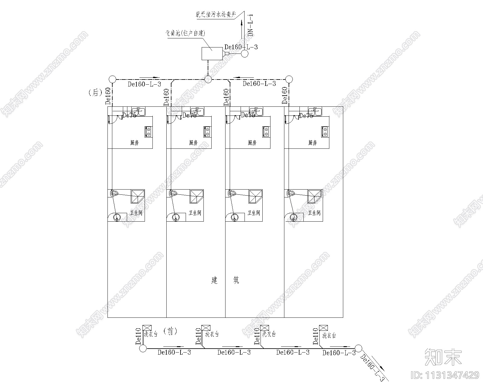 某村排水管线施工图cad施工图下载【ID:1131347429】