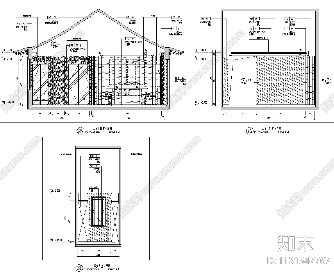 江苏苏州现代中式别墅CAD施工图+效果图施工图下载【ID:1131547767】