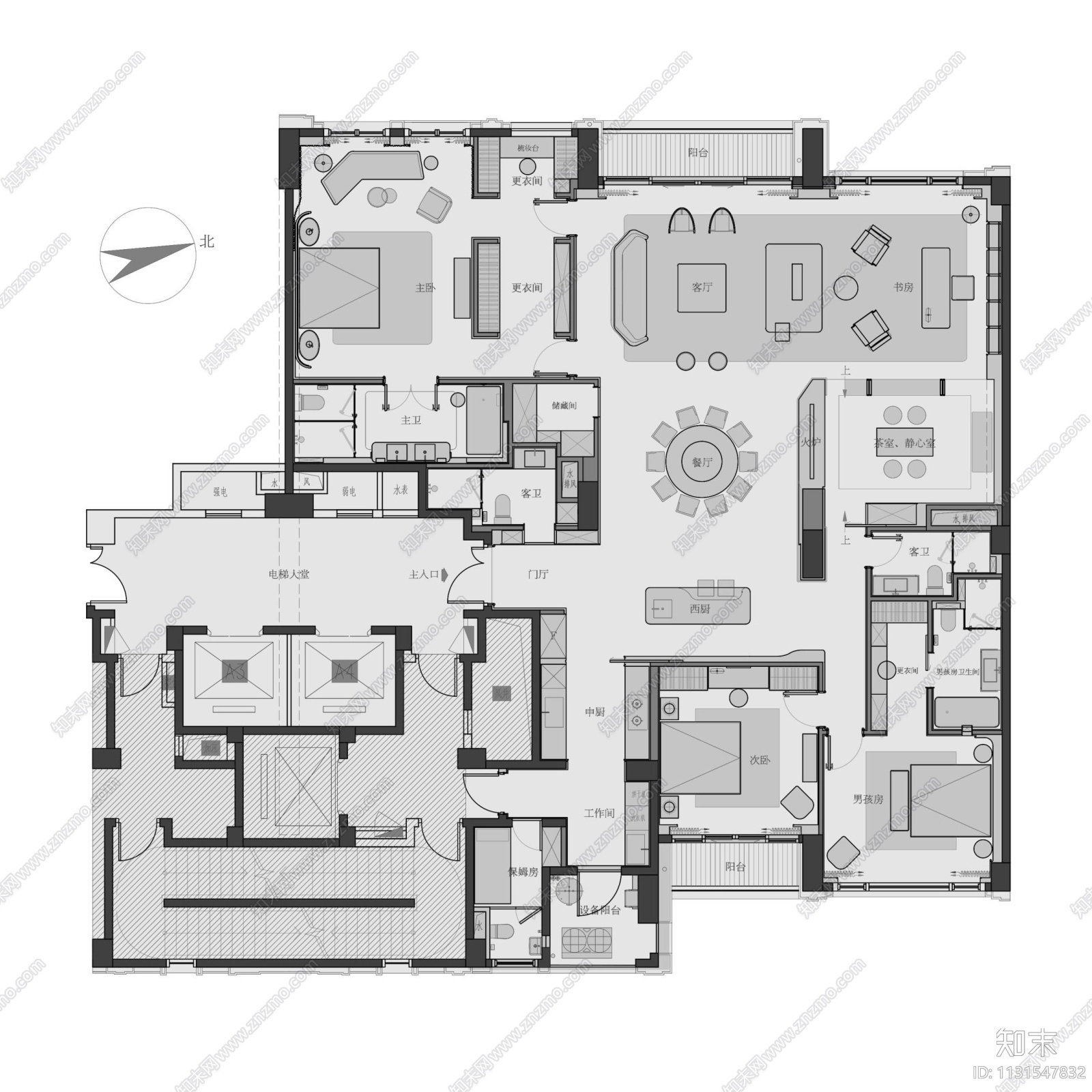 浙江杭州嘉里中心353㎡大平层深化方案cad施工图下载【ID:1131547832】