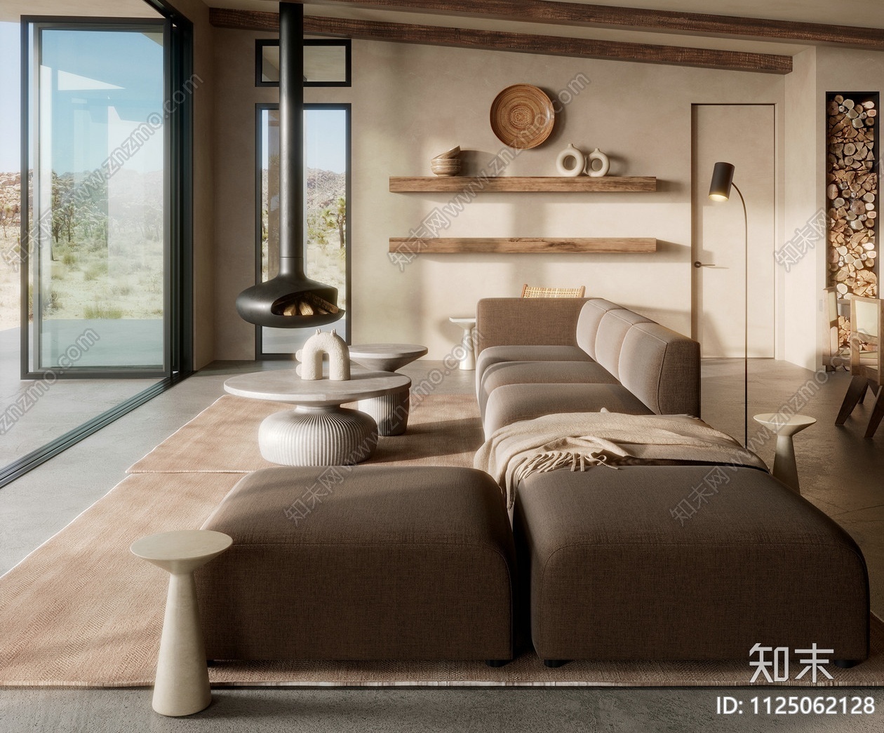 侘寂风大平层设计3D模型下载【ID:1125062128】_【知末效果图】