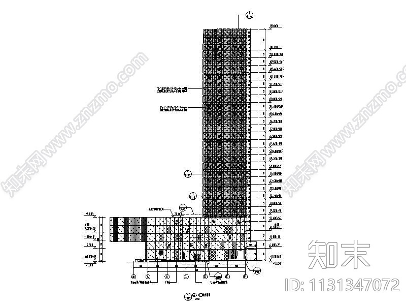 27层超高层商业综合体玻璃幕墙施工图2014cad施工图下载【ID:1131347072】