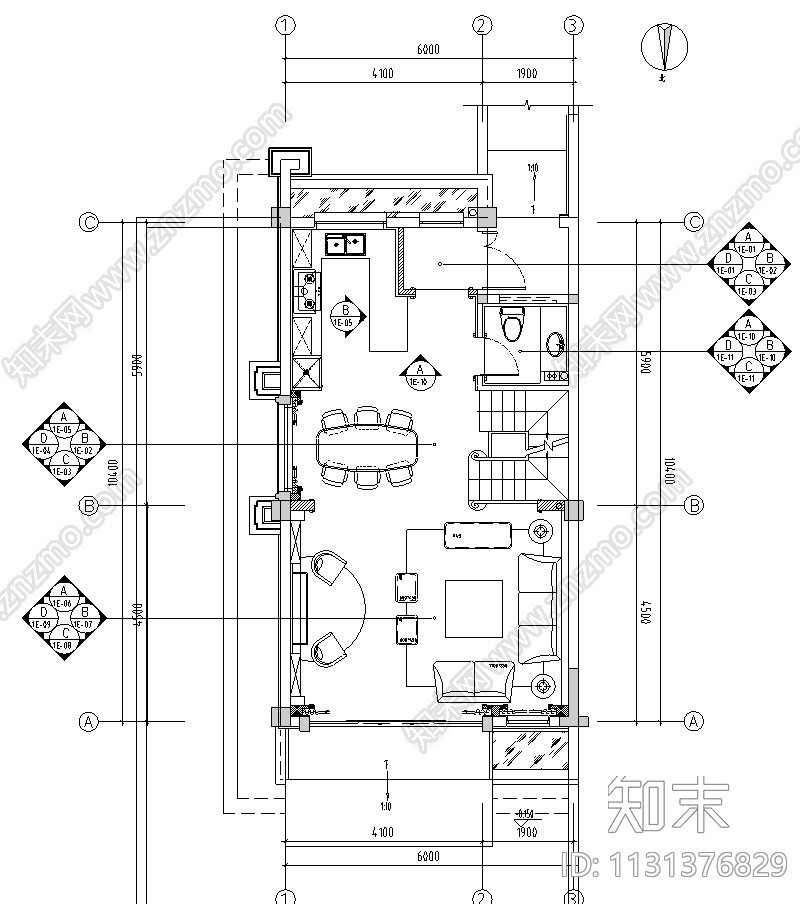 四川联排别墅样板间效果图+施工图CAD施工图下载【ID:1131376829】