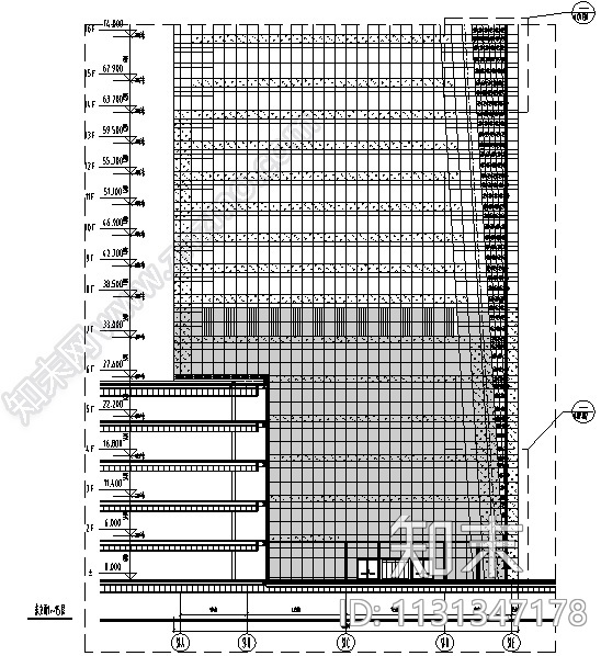 大连某超高层大厦玻璃幕墙施工图CAD施工图下载【ID:1131347178】