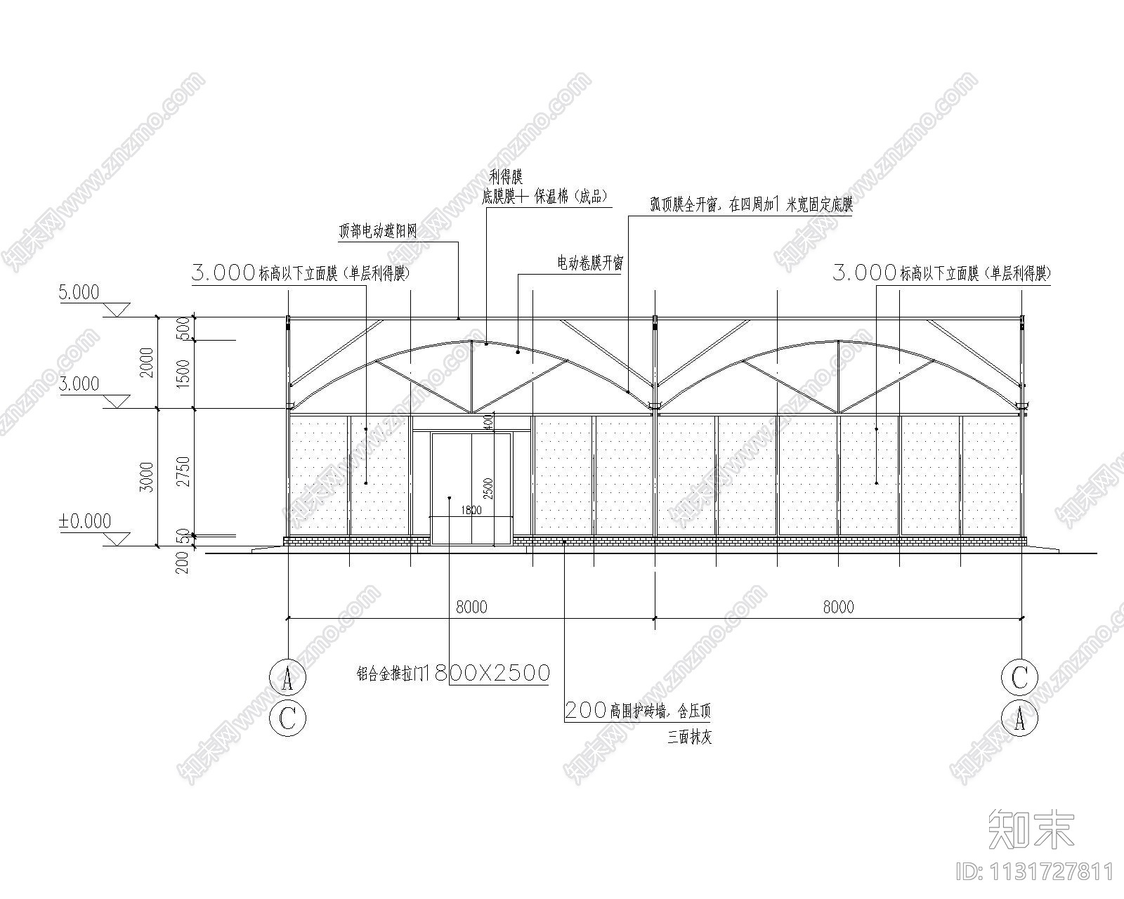 贵州食用菌类培养双连栋大棚初步设计图施工图下载【ID:1131727811】
