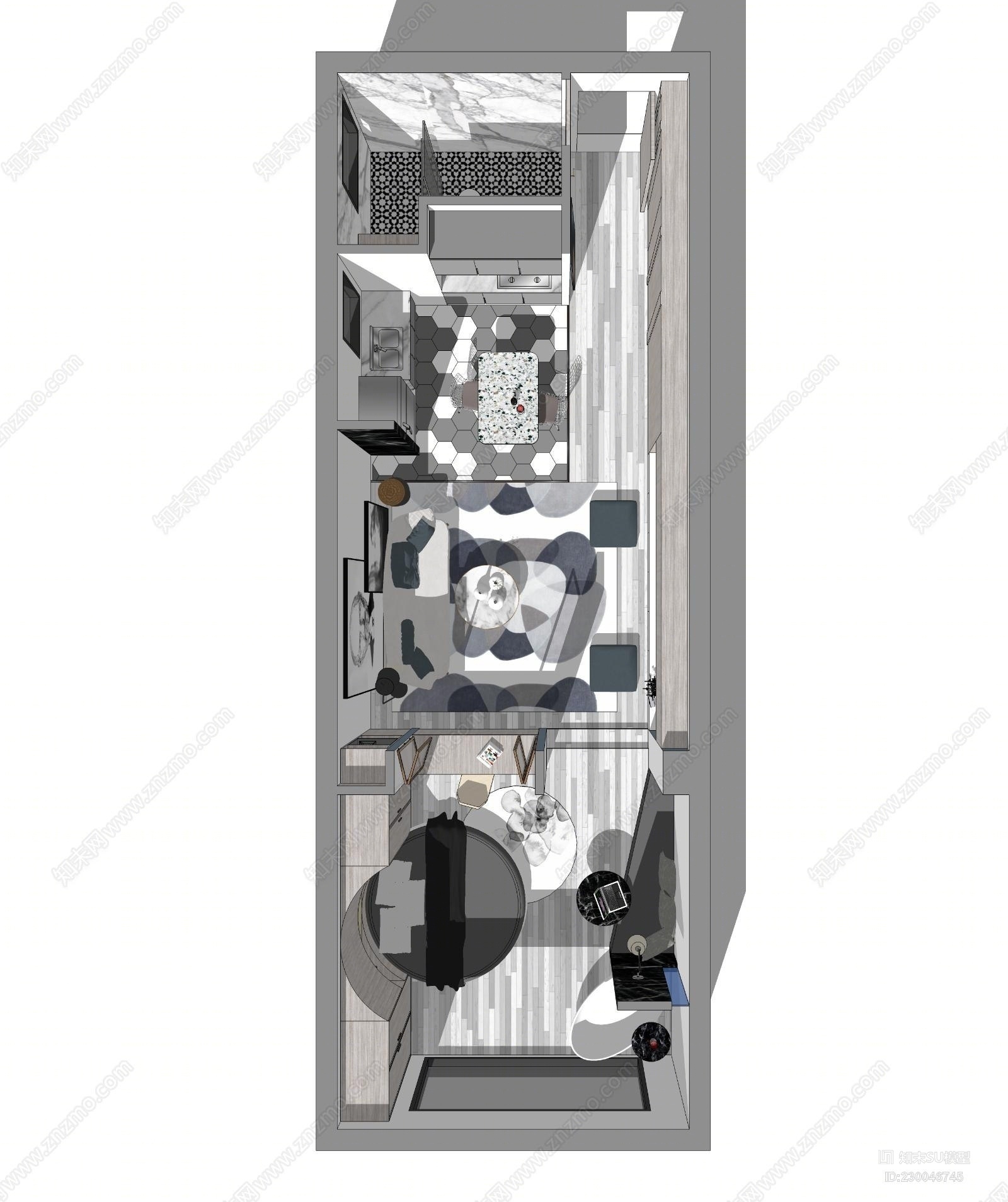 单身公寓SU模型下载【ID:230046745】