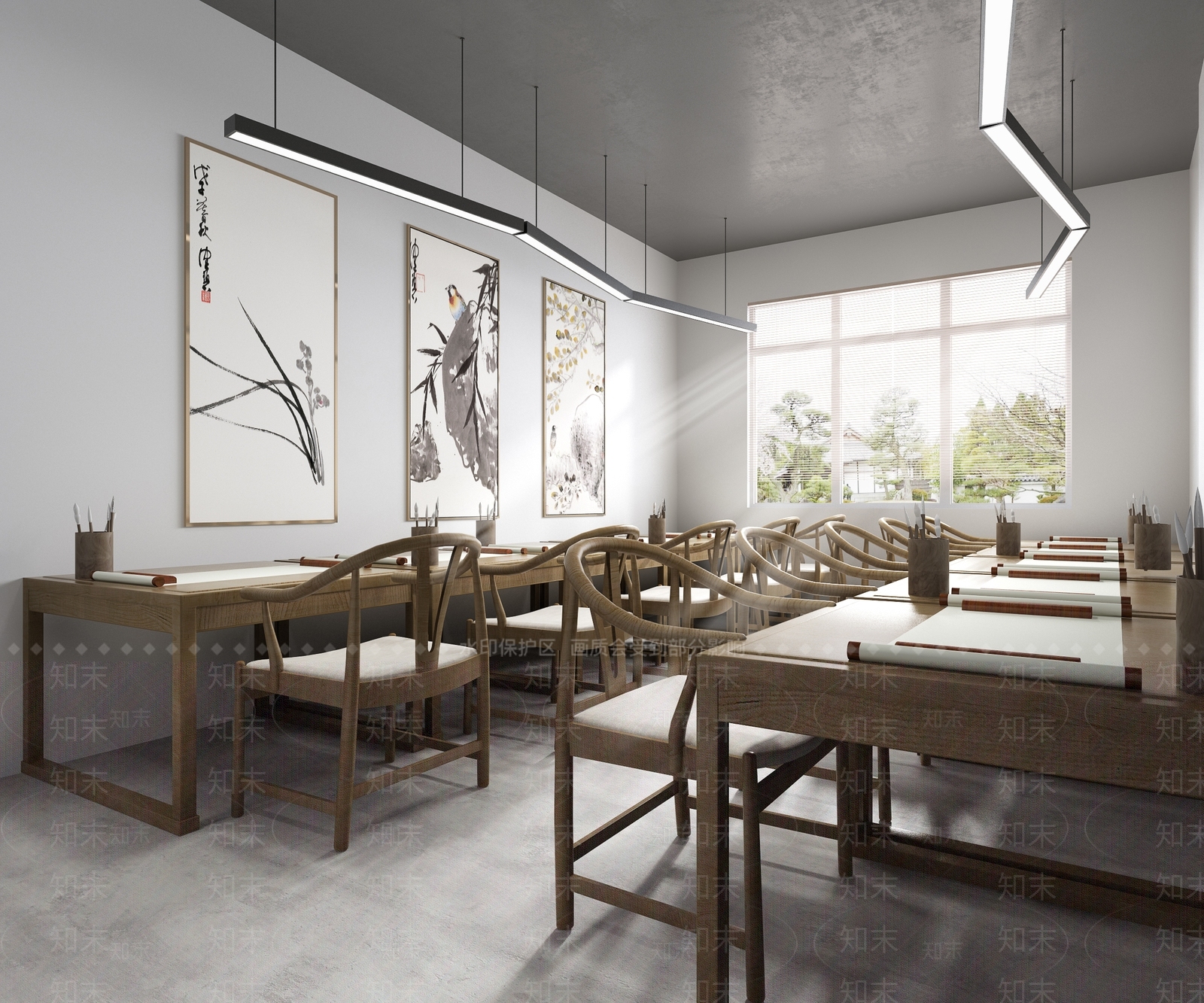 新中式画室桌子3D模型下载【ID:532817646】