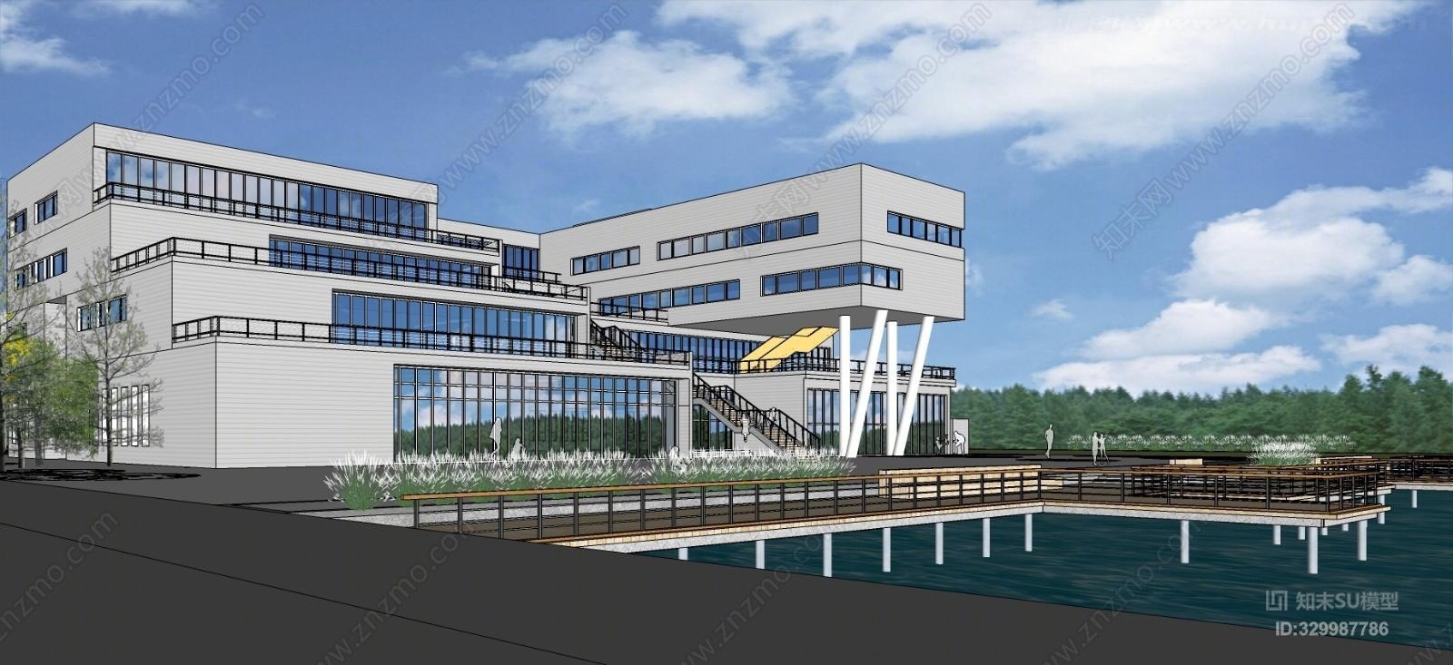 现在风格建筑系馆SU模型下载【ID:329987786】