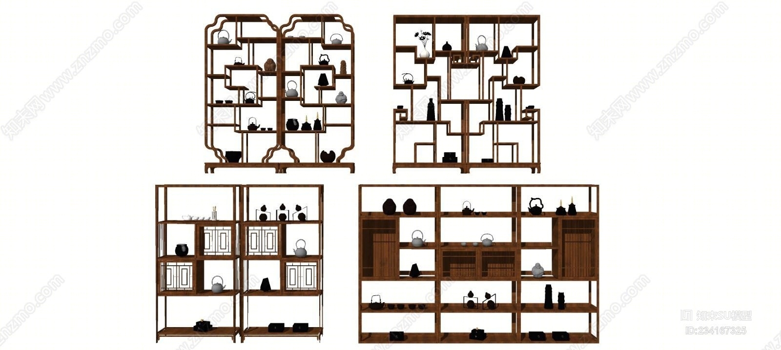 中式博古架组合SU模型下载【ID:234167325】