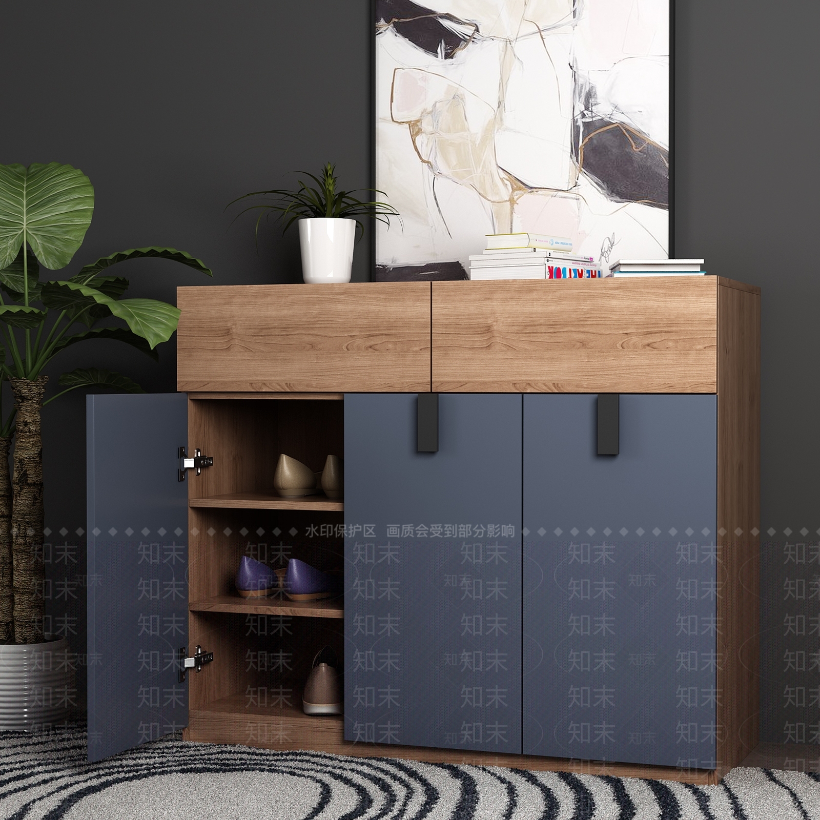 现代套色鞋柜饰品模型3D模型下载【ID:933081360】