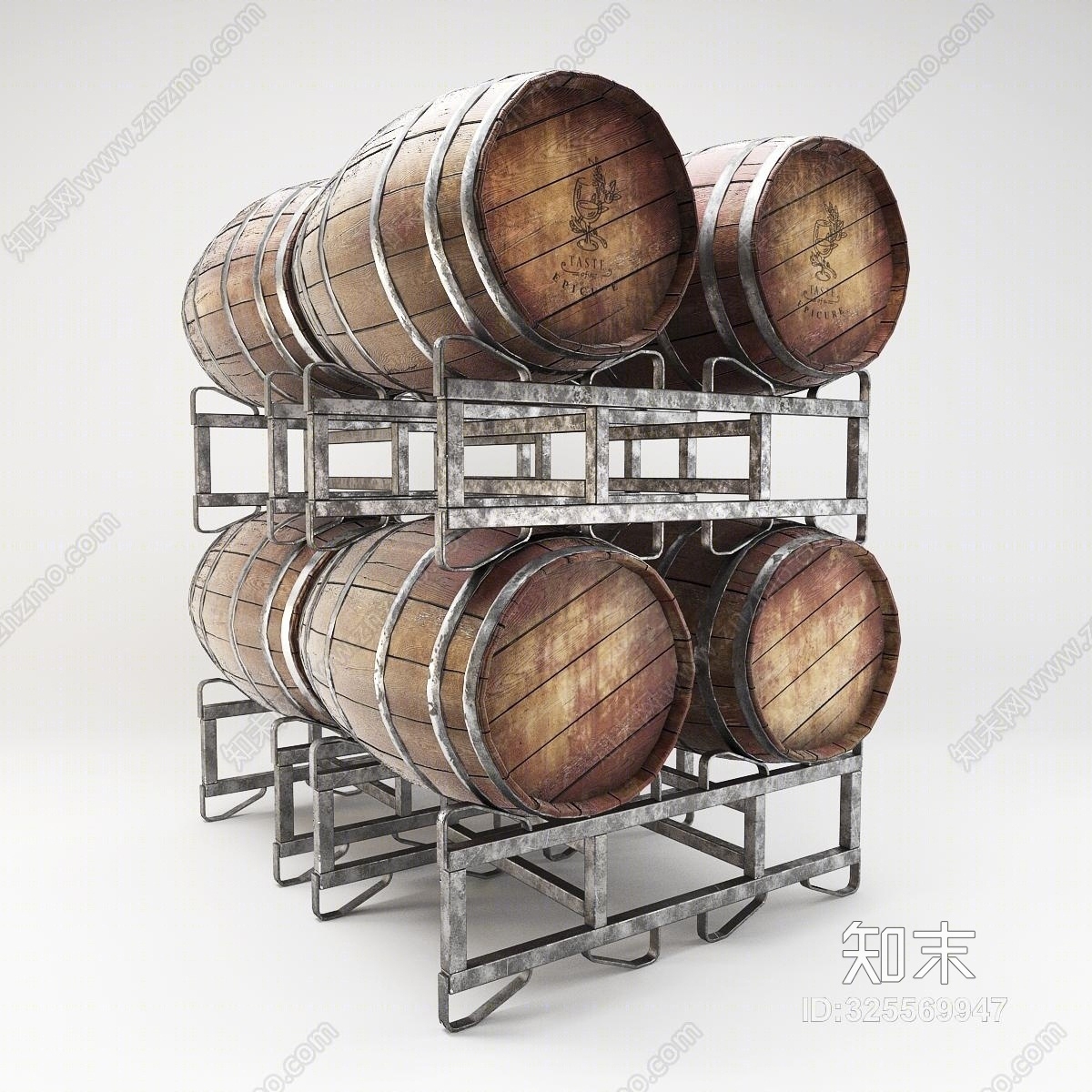 现代货架酒桶酒窖仓库3D模型下载【ID:325569947】