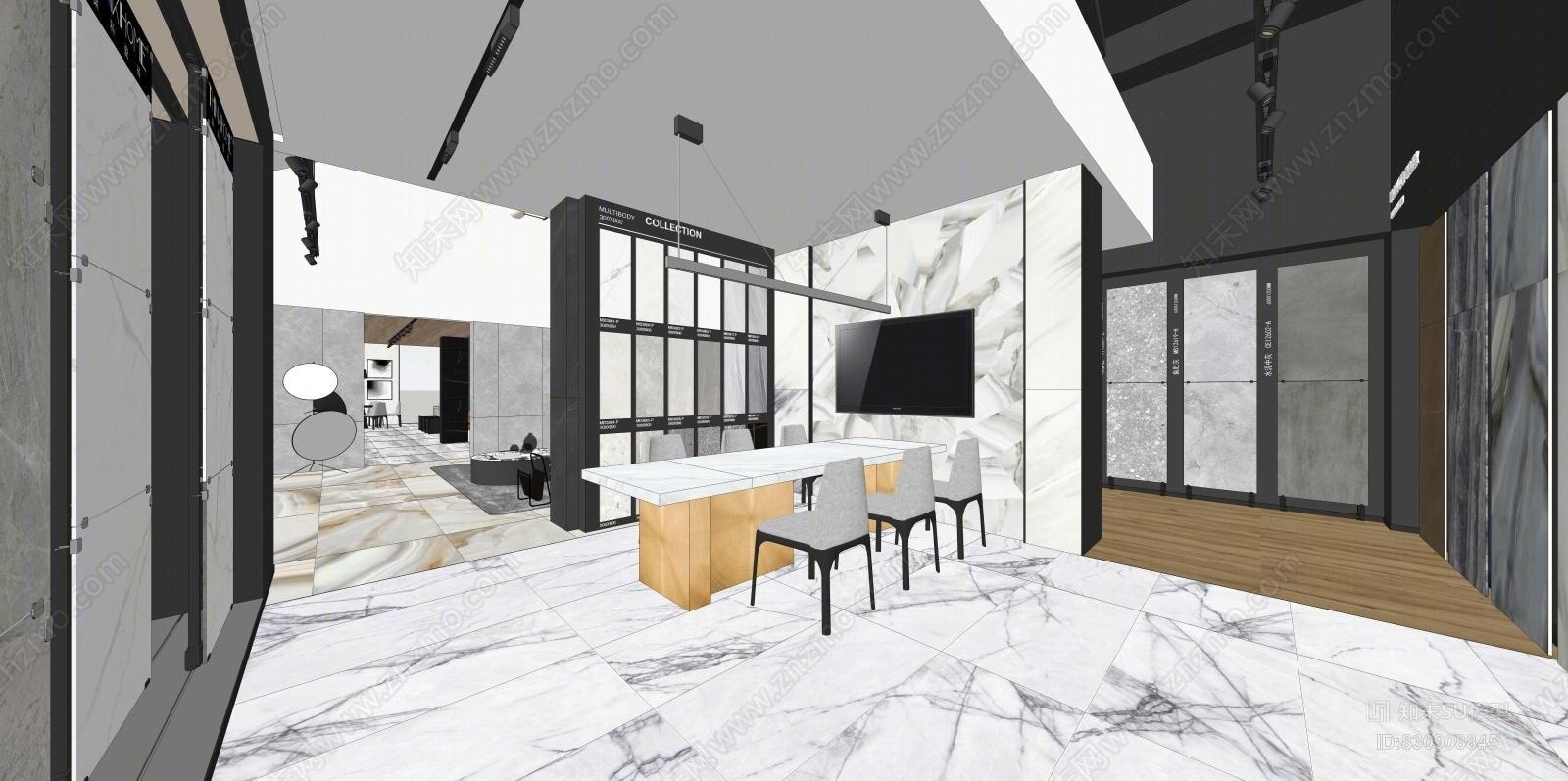 现代奢华地板展厅SU模型下载【ID:830908845】