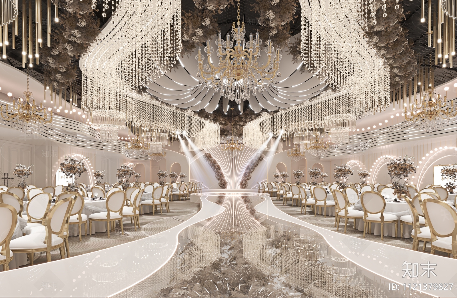 现代婚礼宴会厅3D模型下载【ID:1121379827】_知末3d模型网